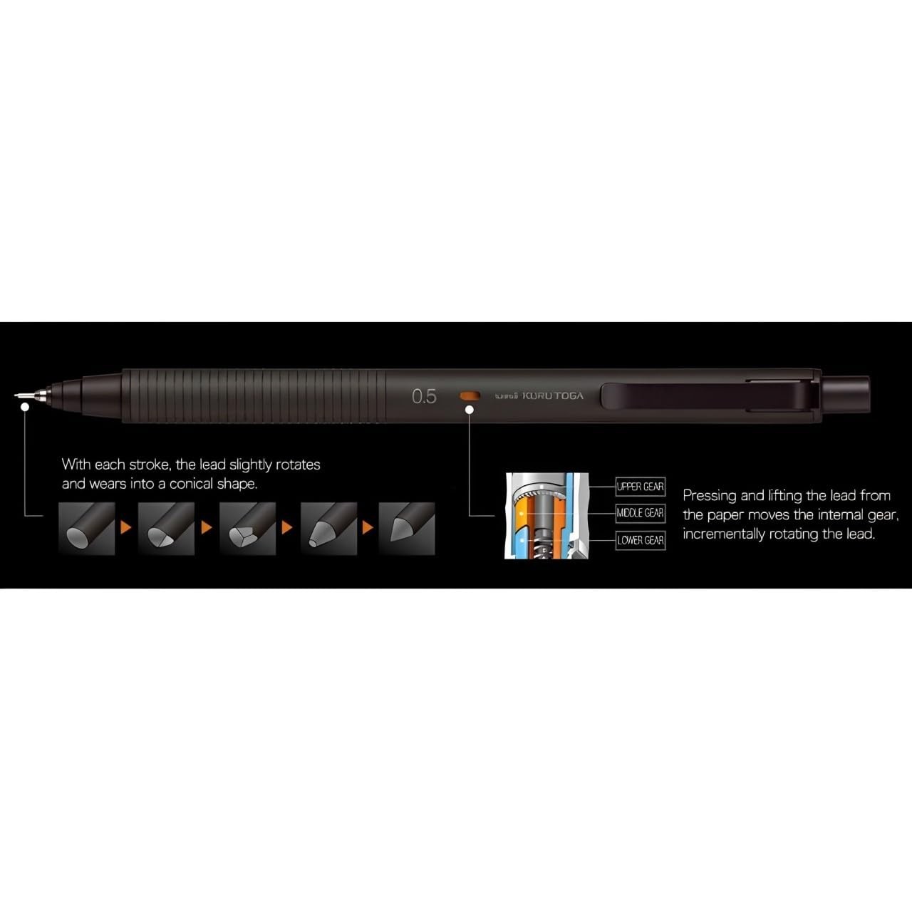 Uni Kuru Toga Metal Mechanical Pencil 0.5mm Auto Lead Phantom Grey