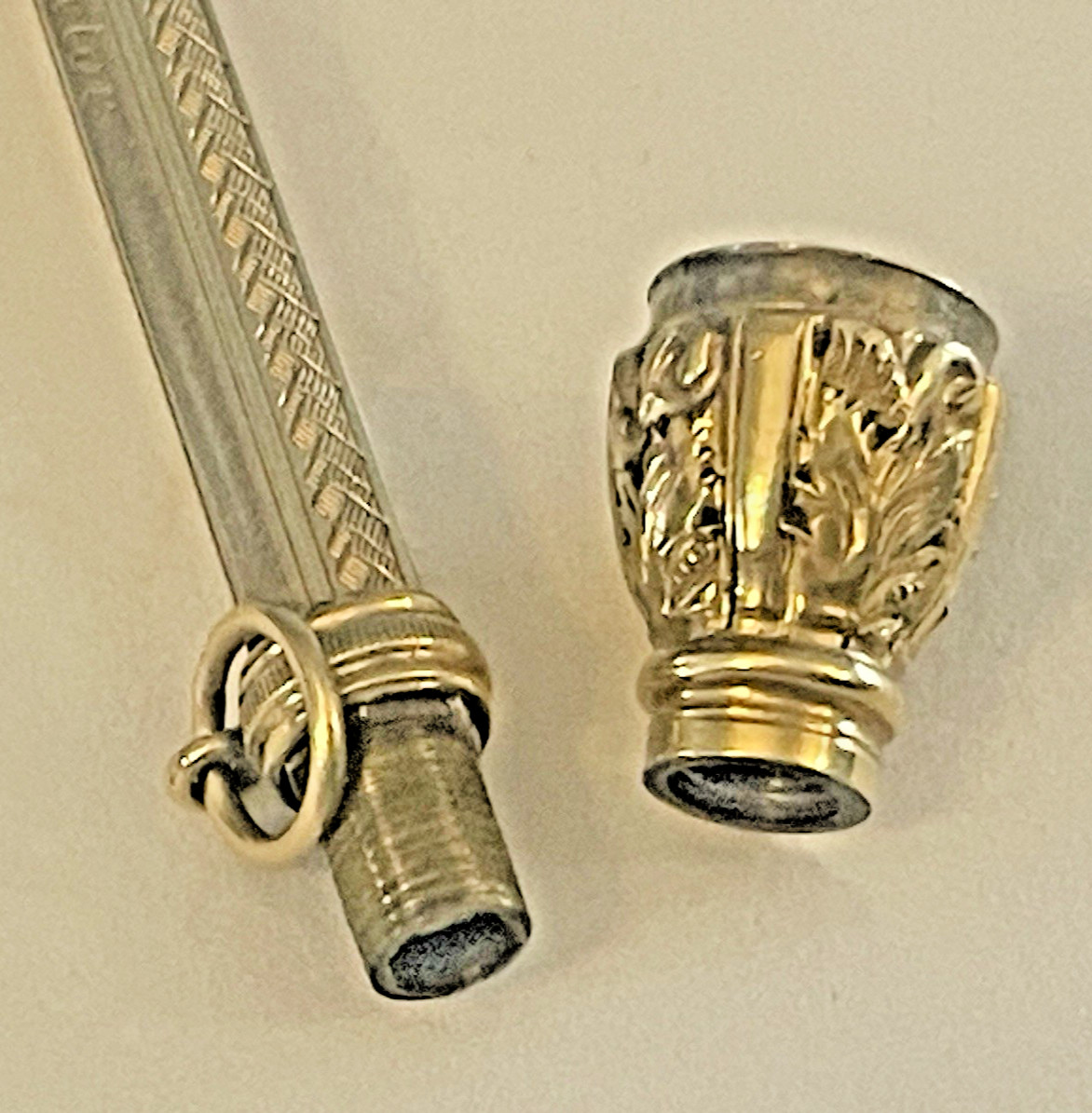 Antique Chatelaine Retractable Pencil Gold Filled Amber Color Jewel MONO🌺🌺