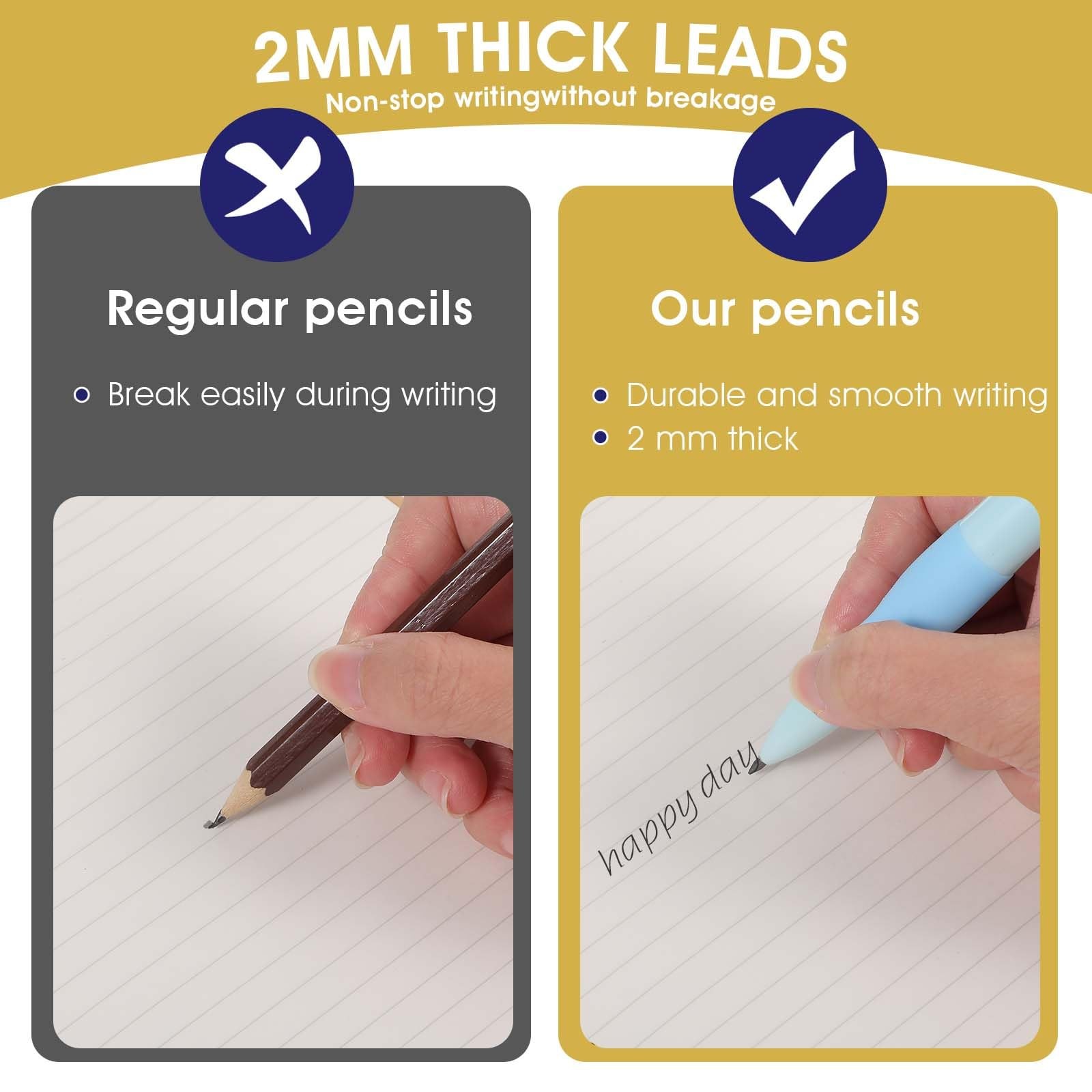 Mechanical Pencils Thick Pencils with Comfort Ergonomic Grip, Aesthetic Suppl…