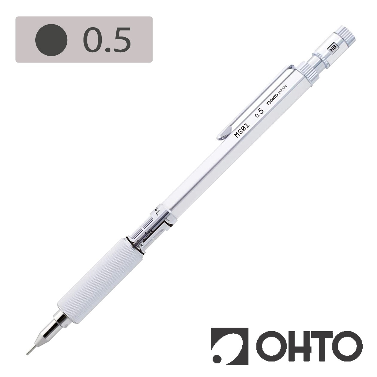 OHTO Aluminum Knurled Grip Mechanical Pencil MS01 0.5mm Made in Japan