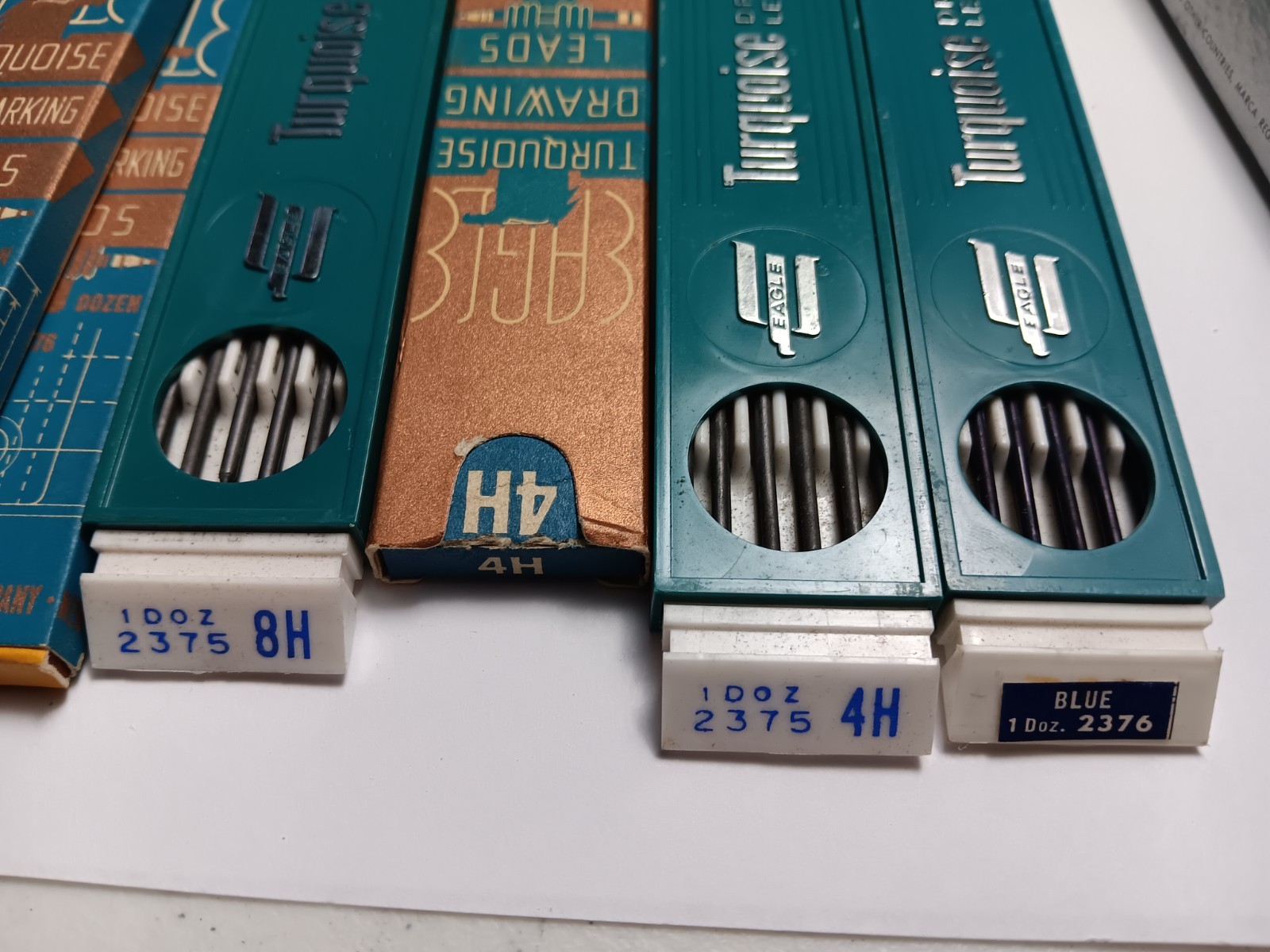 Vtg EAGLE Turquoise Drawing Lead Refills Lot BLUE CARMINE YELLOW 2375 4H 8H 2375
