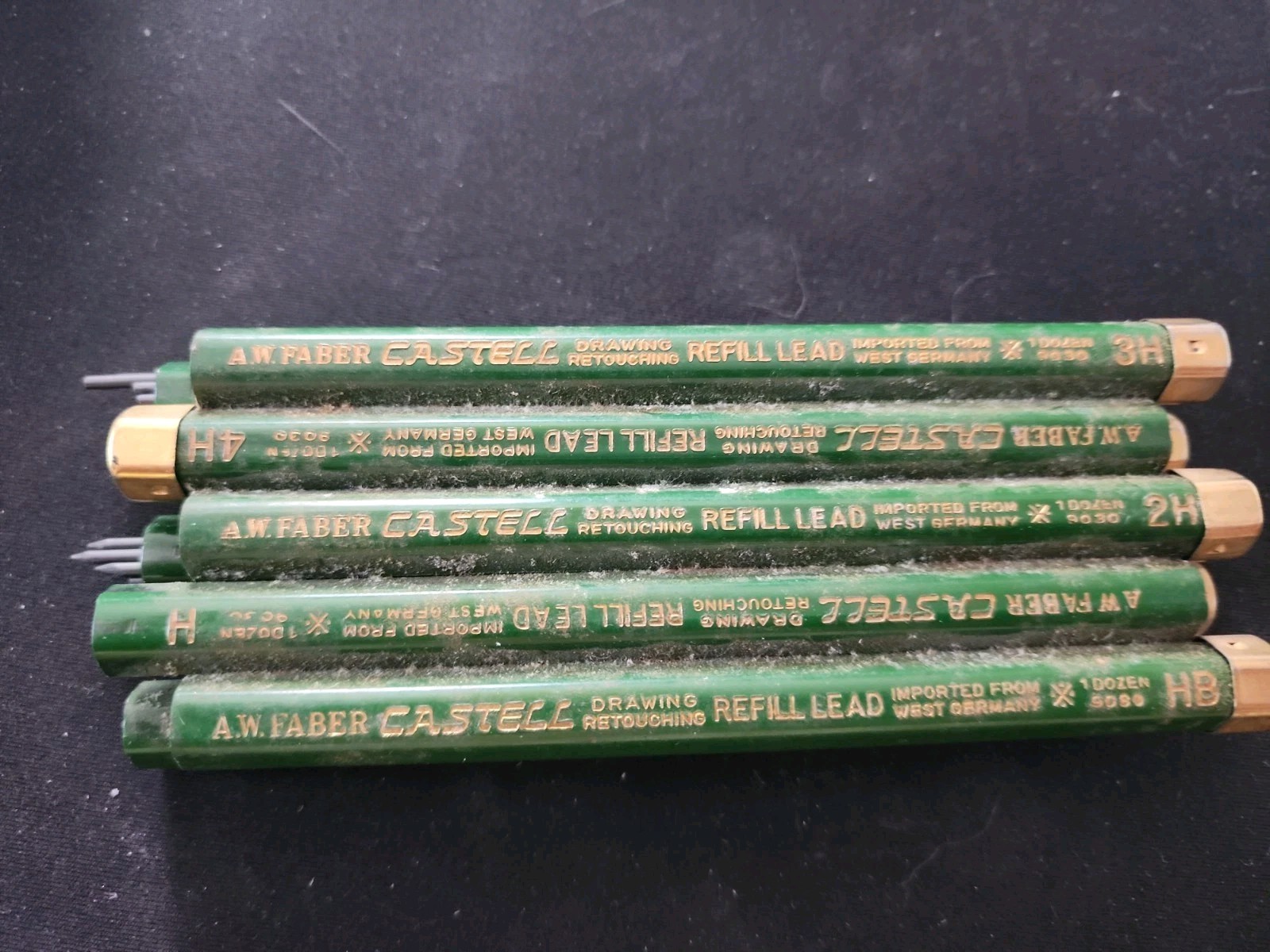 Various VTG A.W. Faber Castell Refill Leads 9030 H 2H 3H HB 7H 5H some empty