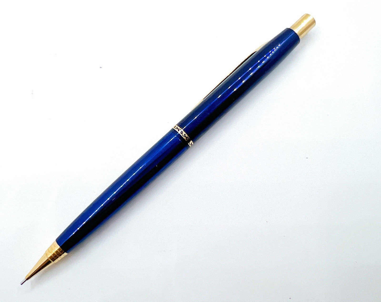 Platinum Bonito Mechanical Pencil 0.5 mm Blue Gold Trim Push Cap Functional