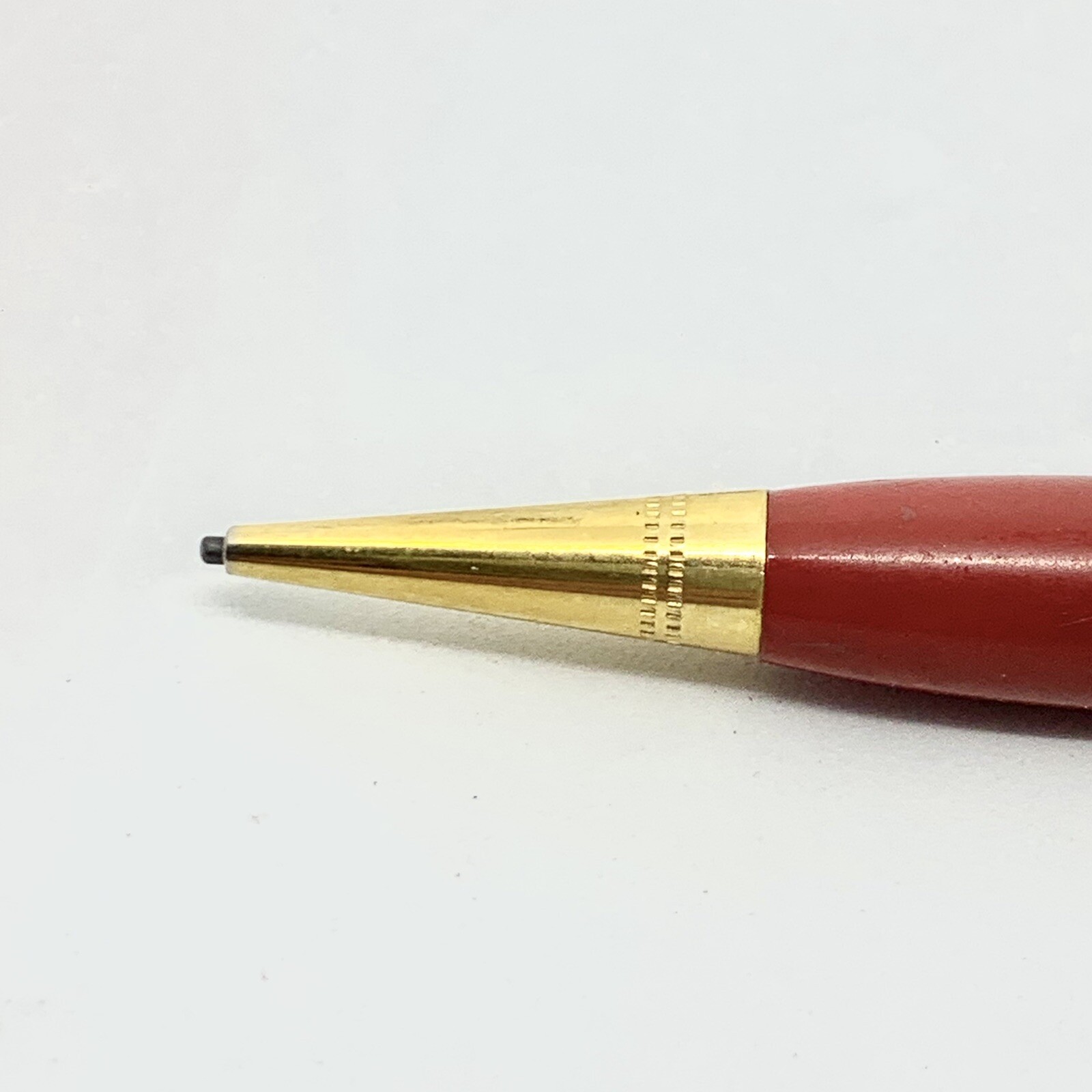 Vintage Redipoint Mechanical Pencil Auto Advertising White Marbled Bakelite Red