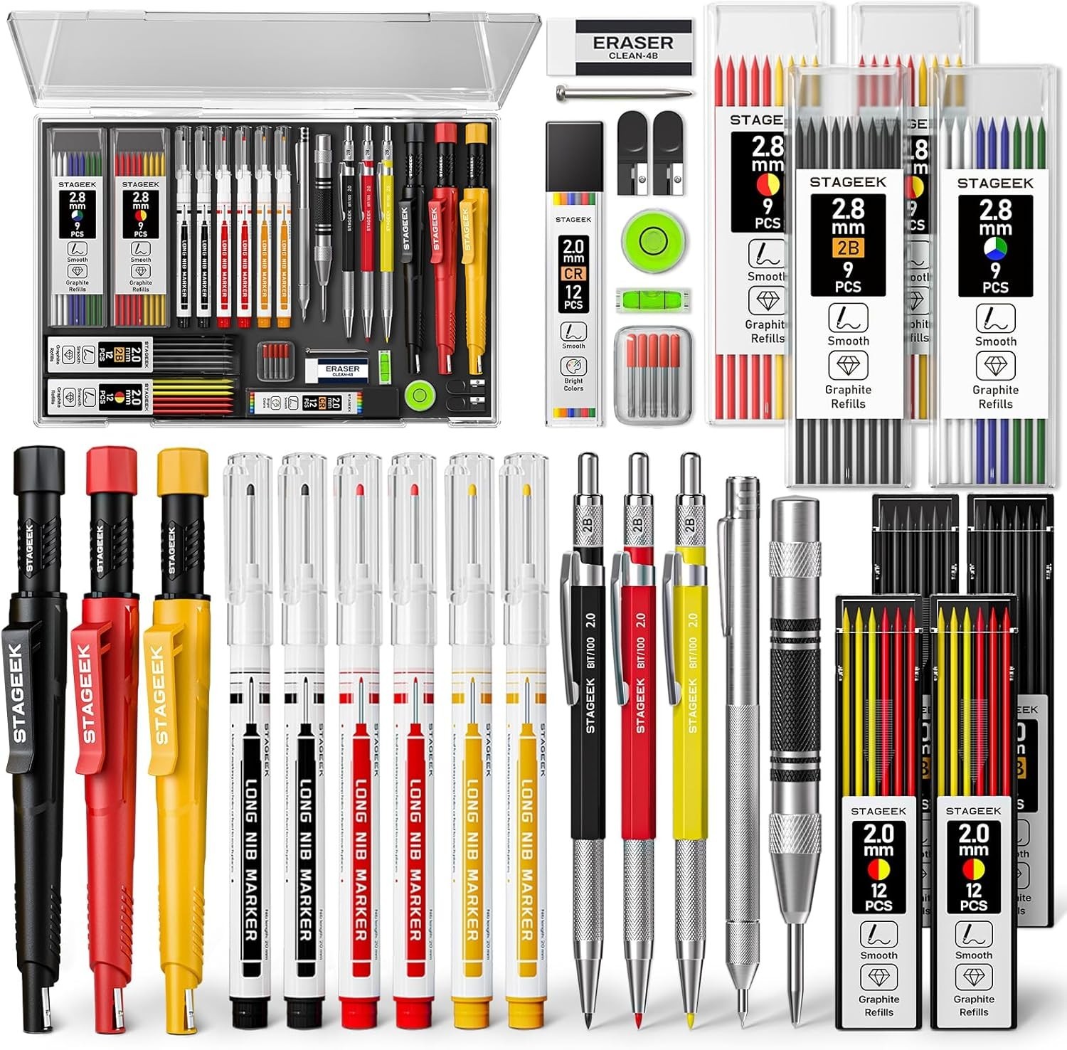 36 Pack Carpenter Pencil Set with Sharpener, Mechanical Carpenter Pencils wit…