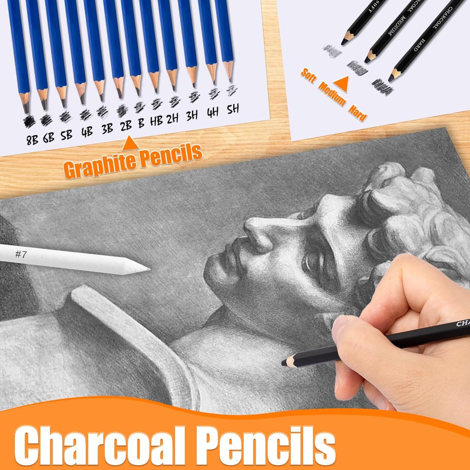 Art Supplies Drawing Pencils Set – 76 Pack 76 Count (Pack of 1), Multicolor