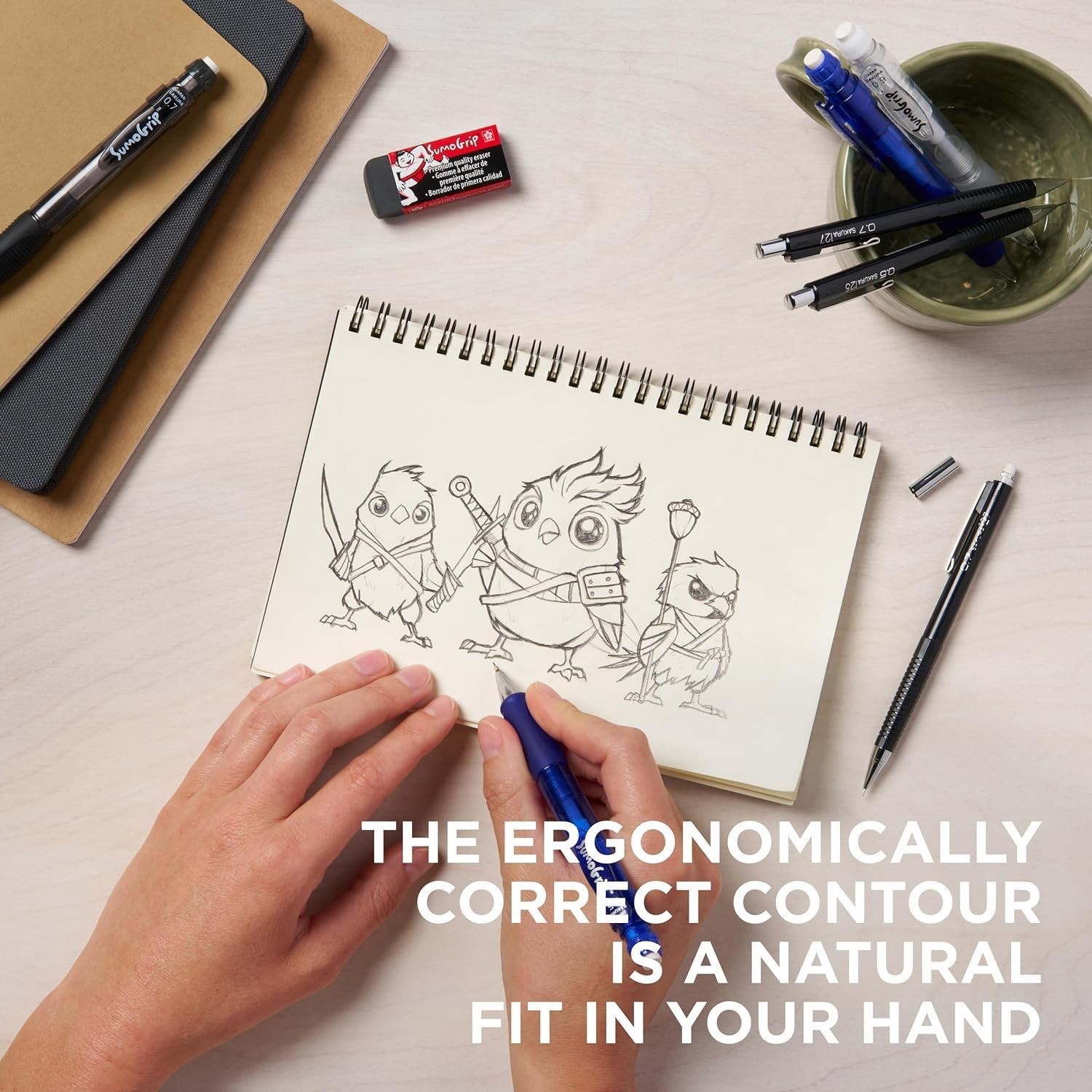 Sumogrip Pencil with Comfort Grip – 0.9 Mm Ergonomic Mechanical Pencil – Clear