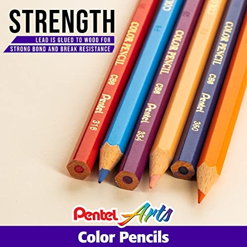Pentel Arts Colored Pencils, Assorted Colors, Set 12 Count (Pack of 1), Blue