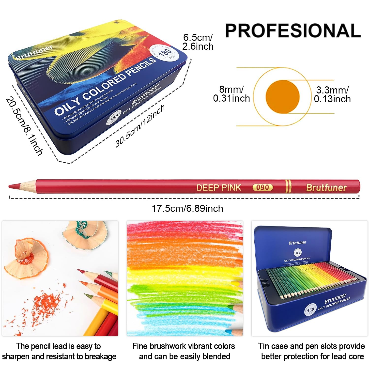 LBW 180 Colored Pencils for Adult Coloring 1 Count (Pack of 180), Multicolor