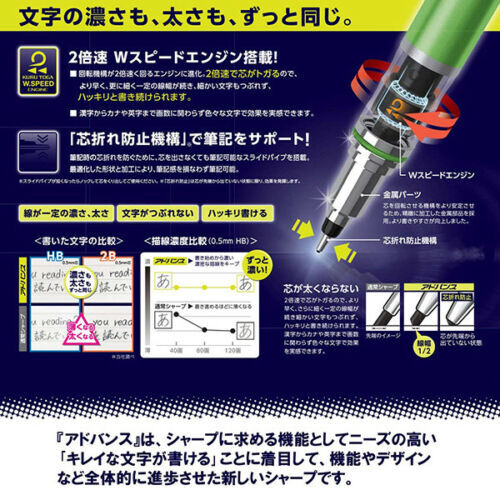 Uni Kuru Toga Advance 0.5mm Mechanical Pen Black Body M55591P.24 JAPAN