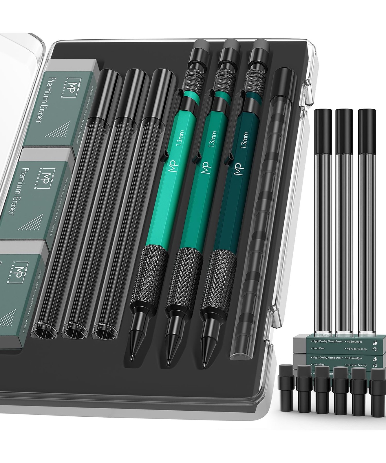 Mr. Pen- Metal Mechanical Pencil Set with Lead 3 Count (Pack of 1), Black