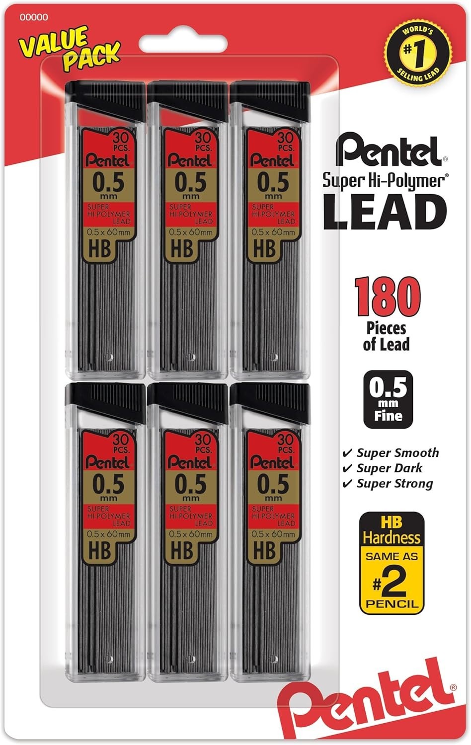 Super Hi-Polymer 0.5mm Fine Lead Refills – 180 Count for All Mechanical Pencils