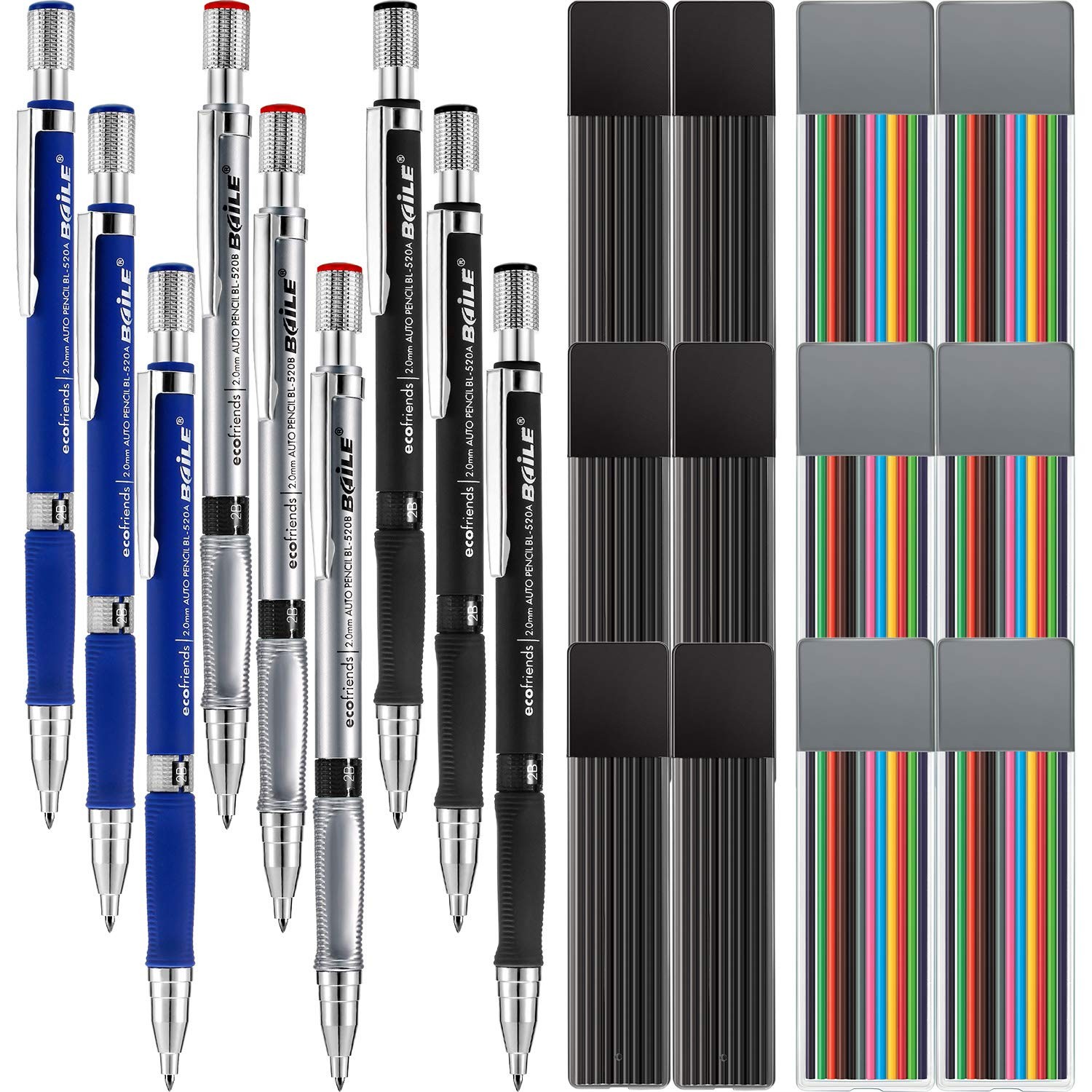 21 Pieces 2.0 mm Mechanical Pencil Set, 9 Pieces Automatic Pencils 12 2 mm Me…