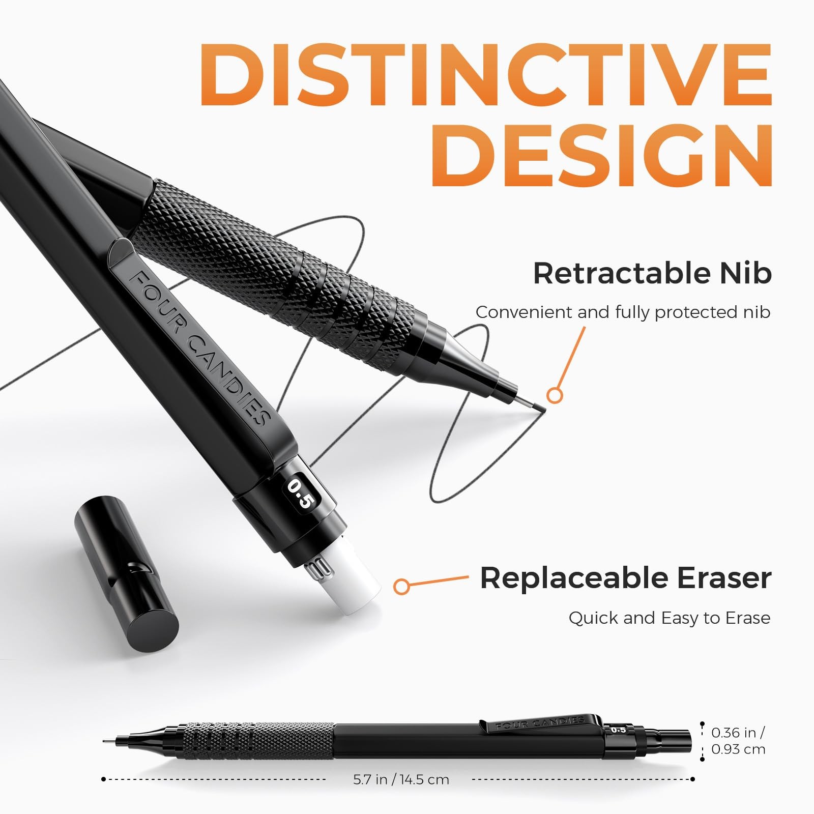 Metal Mechanical Pencil Set, 4PCS 0.3, 0.5, 0.7, 0.9MM Mechanical Pencils & 2…