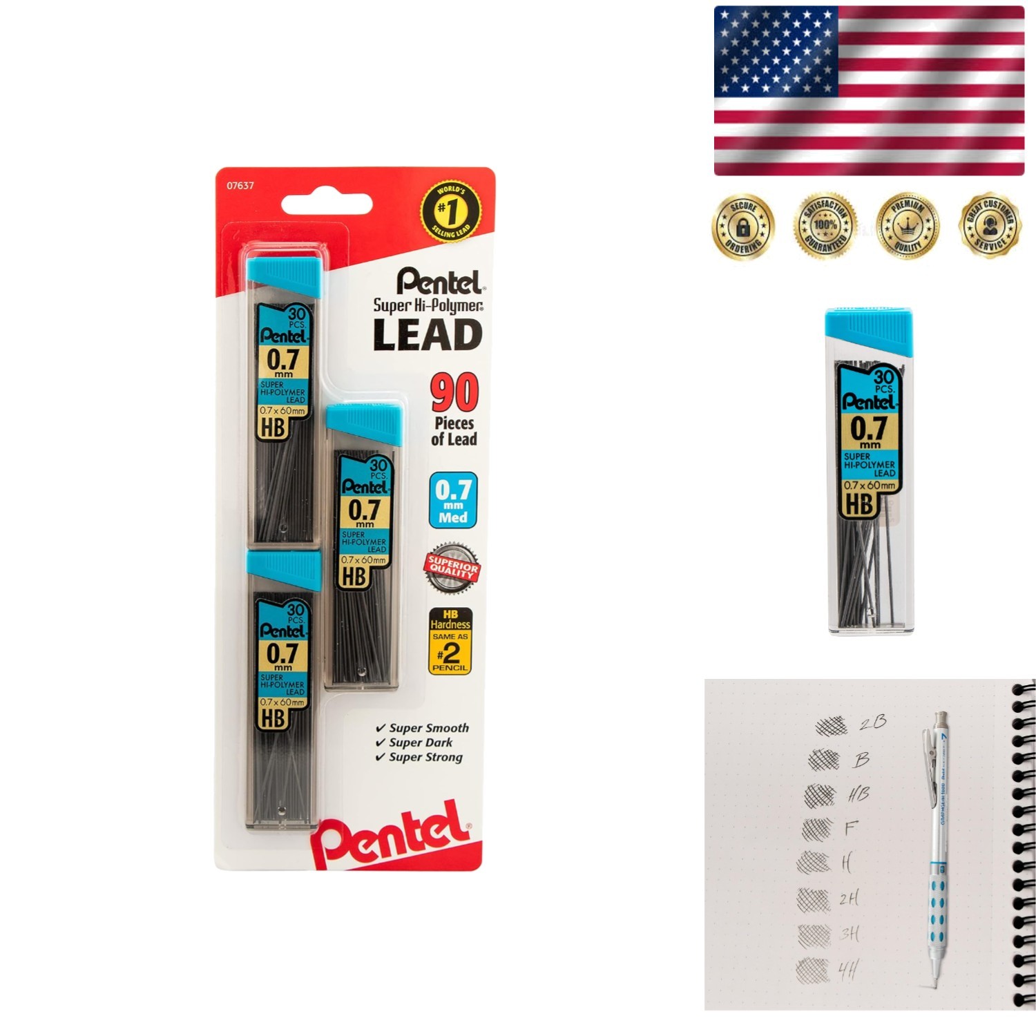 Durable 0.7mm HB Mechanical Pencil Lead Refills in Black, Total of 90 Count