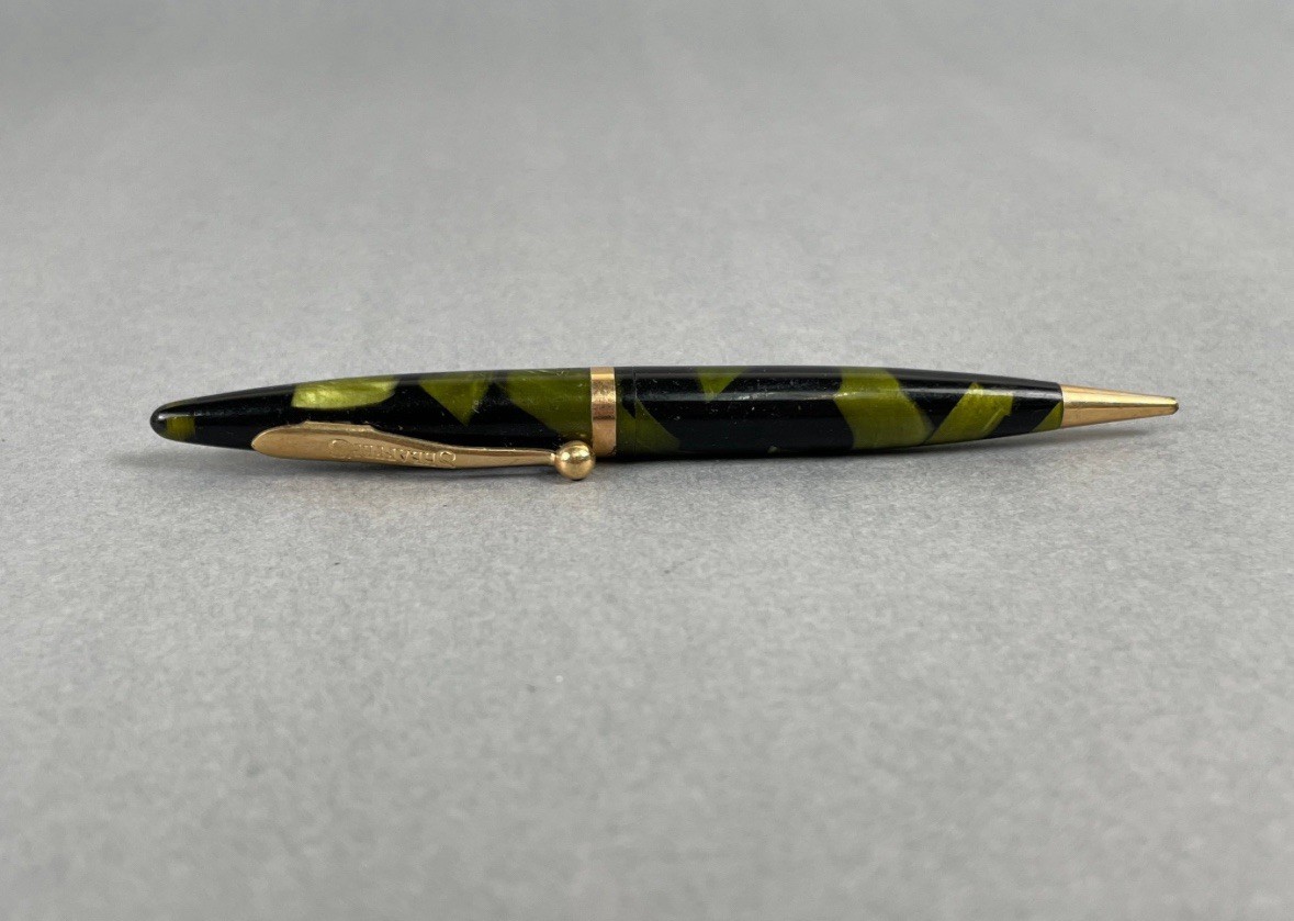 SHEAFFER BALANCE MECHANICAL PENCIL BLACK & JADE GREEN CELLULOID VINTAGE