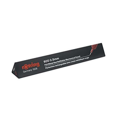rOtring 600 Mechanical Pencil | HB 0.5 mm | Red All-Metal Body | Hexagonal