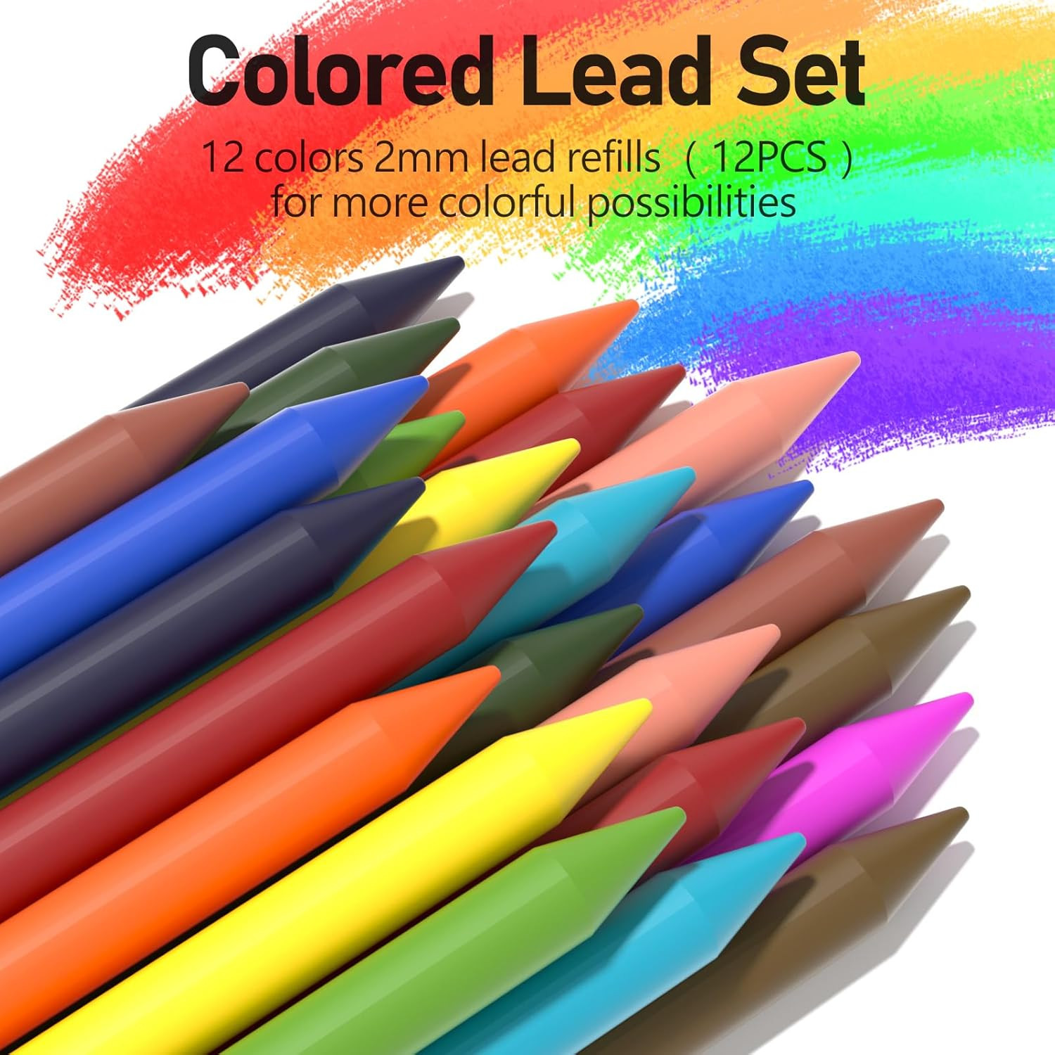 2MM Mechanical Pencil Set with case, Artist Led Pencil Metal Lead Holder with 60