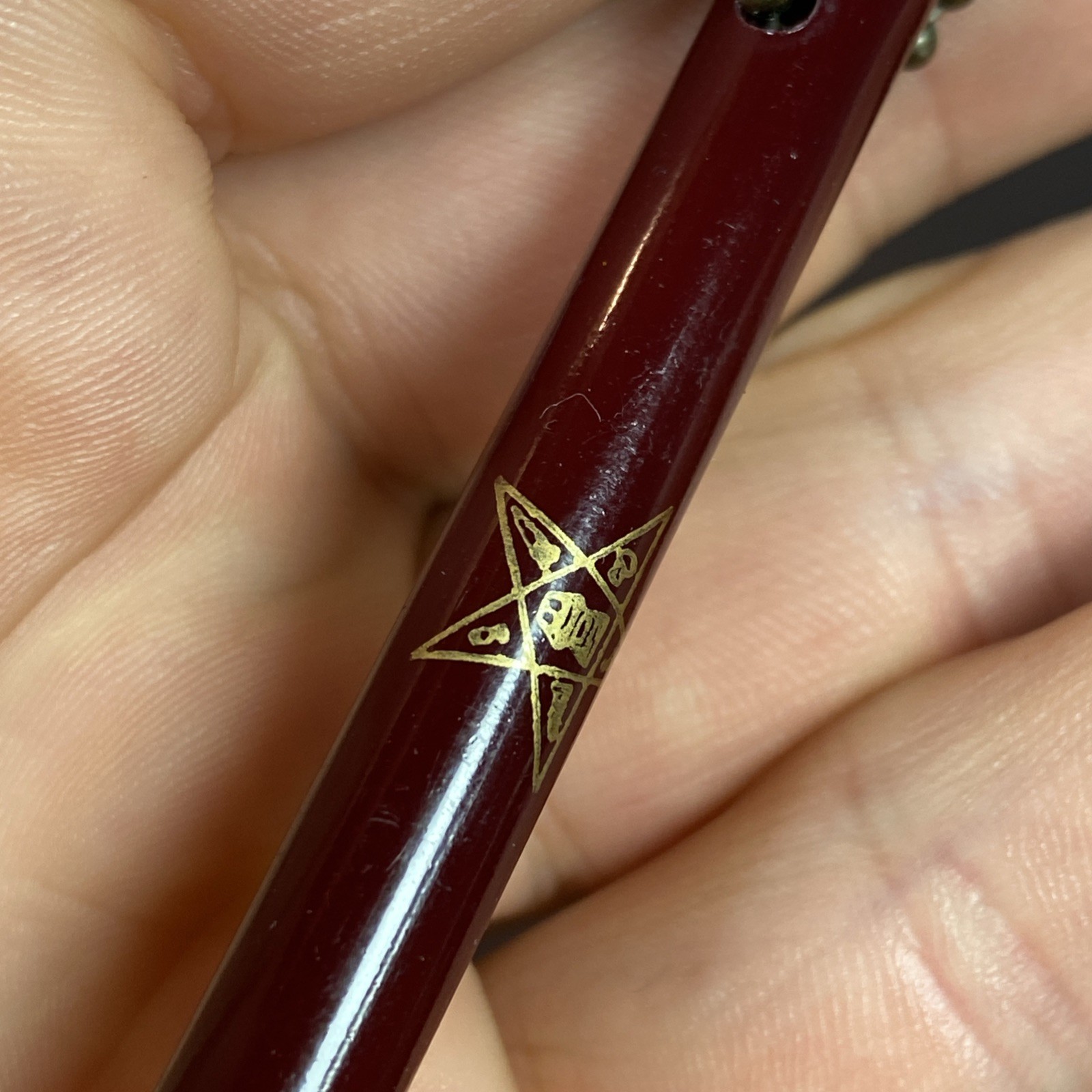 Masonic OES Order Of The Eastern Star Mechanical Pencil VTG Keychain Bead Chain
