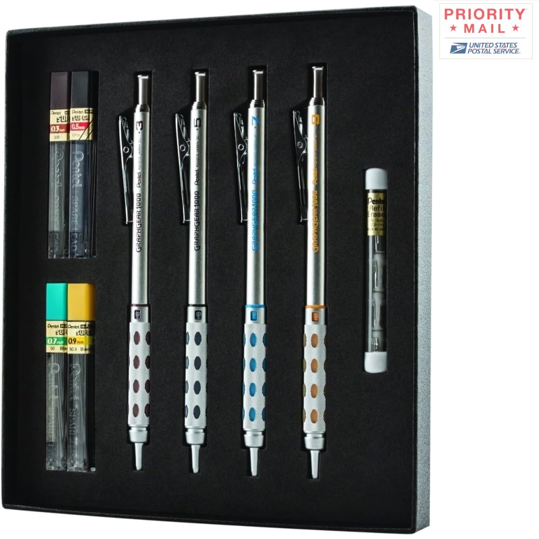Mechanical Pencil Set 0.3mm 0.5mm 0.7mm 0.9mm with Soft Grip and Refill