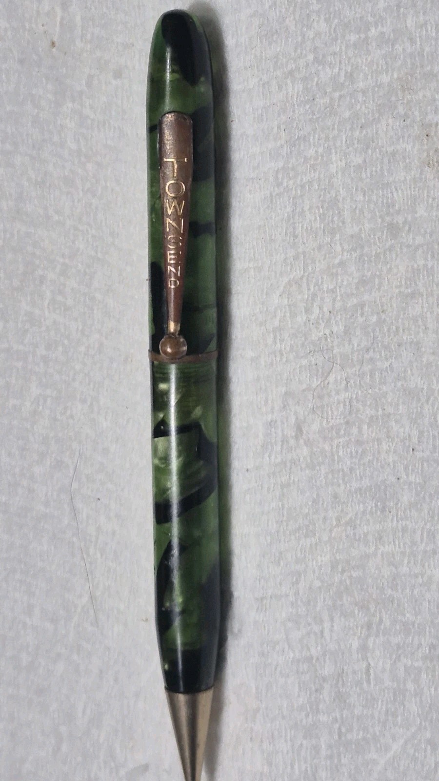 “TOWNSEND” TRANSLUCENT Greens +Black/Polished Brass Trim Working Mech Pencil