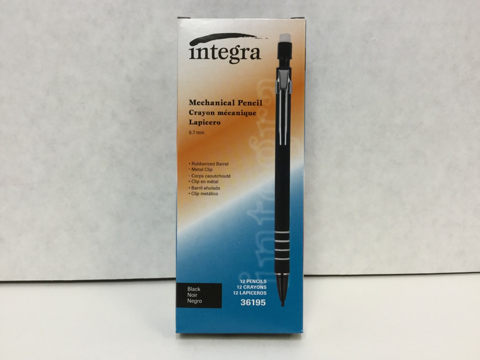 Integra Rubber Barrel 0.7 mm Mechanical Pencil, Black Rubber Barrel, 1 Dozen