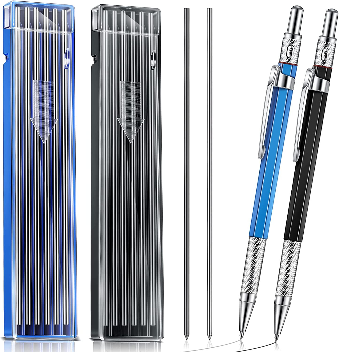 2 Pcs Welders Pencil with 12 Pcs round Refills Mechanical Pencils Metal Welding