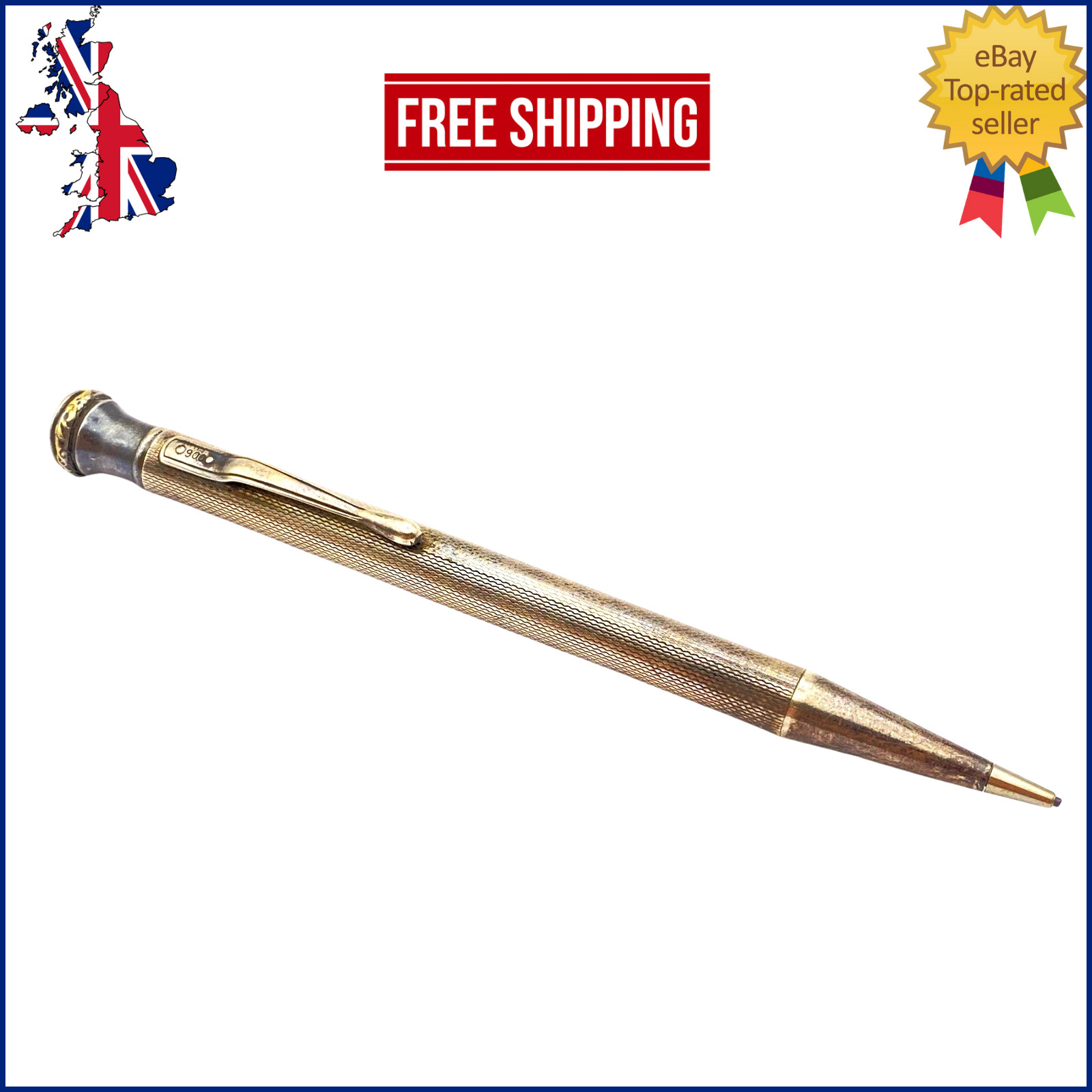 VINTAGE 900 SILVER MECHANICAL PENCIL IN WAIVY PATTERN MADE IN GERMANY 1920S