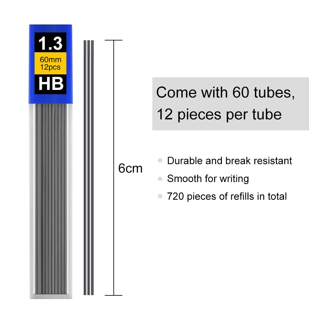 720 Pieces Lead Refills 1.3 mm HB Break Resistant Mechanical Pencil Refills, …