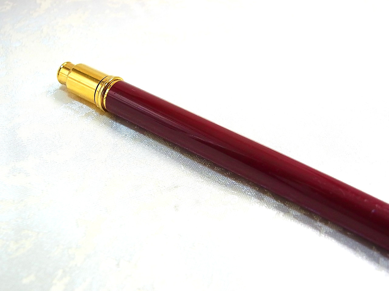 Cartier Must de Mechanical Pencil Click Action Bordeaux Gold with Leather Case