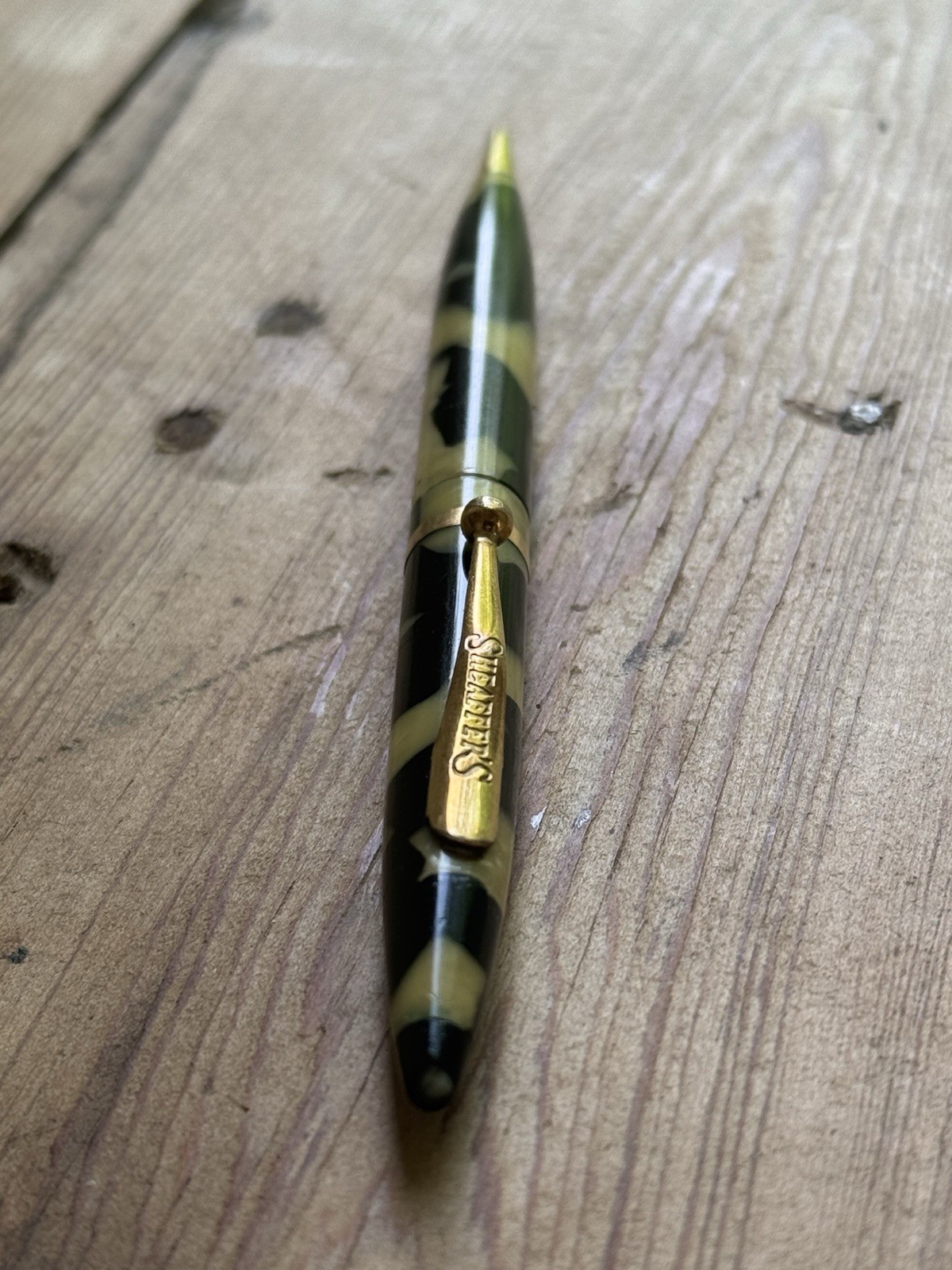 VTG GORGEOUS SHEAFFER OVERSIZE BALANCE PENCIL, BLACK AND PEARL, MADE IN USA #202