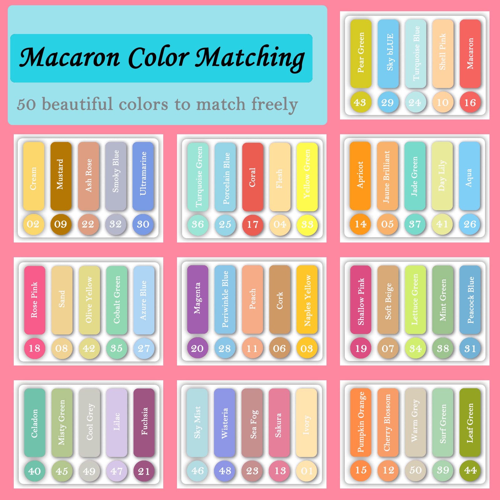 KALOUR Macaron Pastel Colored Pencils,Set of 50 Count (Pack 1), Multicolor