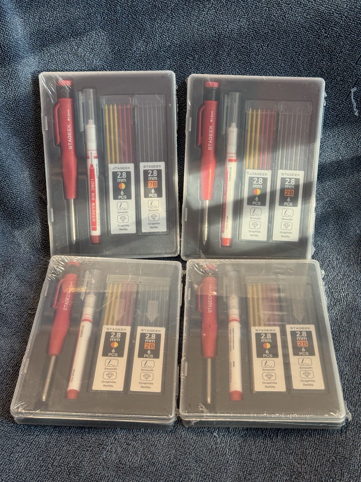 4 STAGEEK Carpenter Pencils Sets with Sharpener, Heavy Duty Woodworking Tools