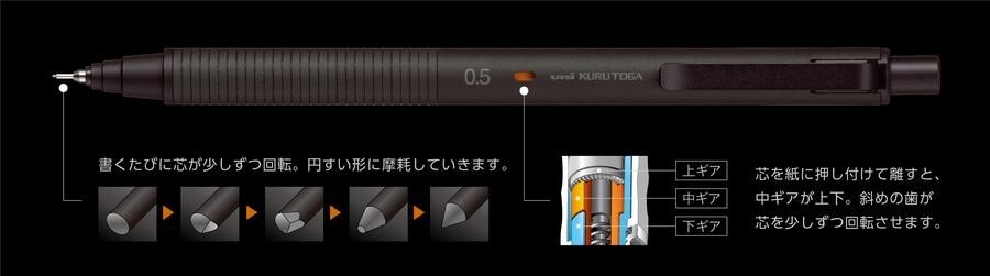 Kuru Toga Metal Nocturne Black 0.5mm Mechanical Pencil -NEW-