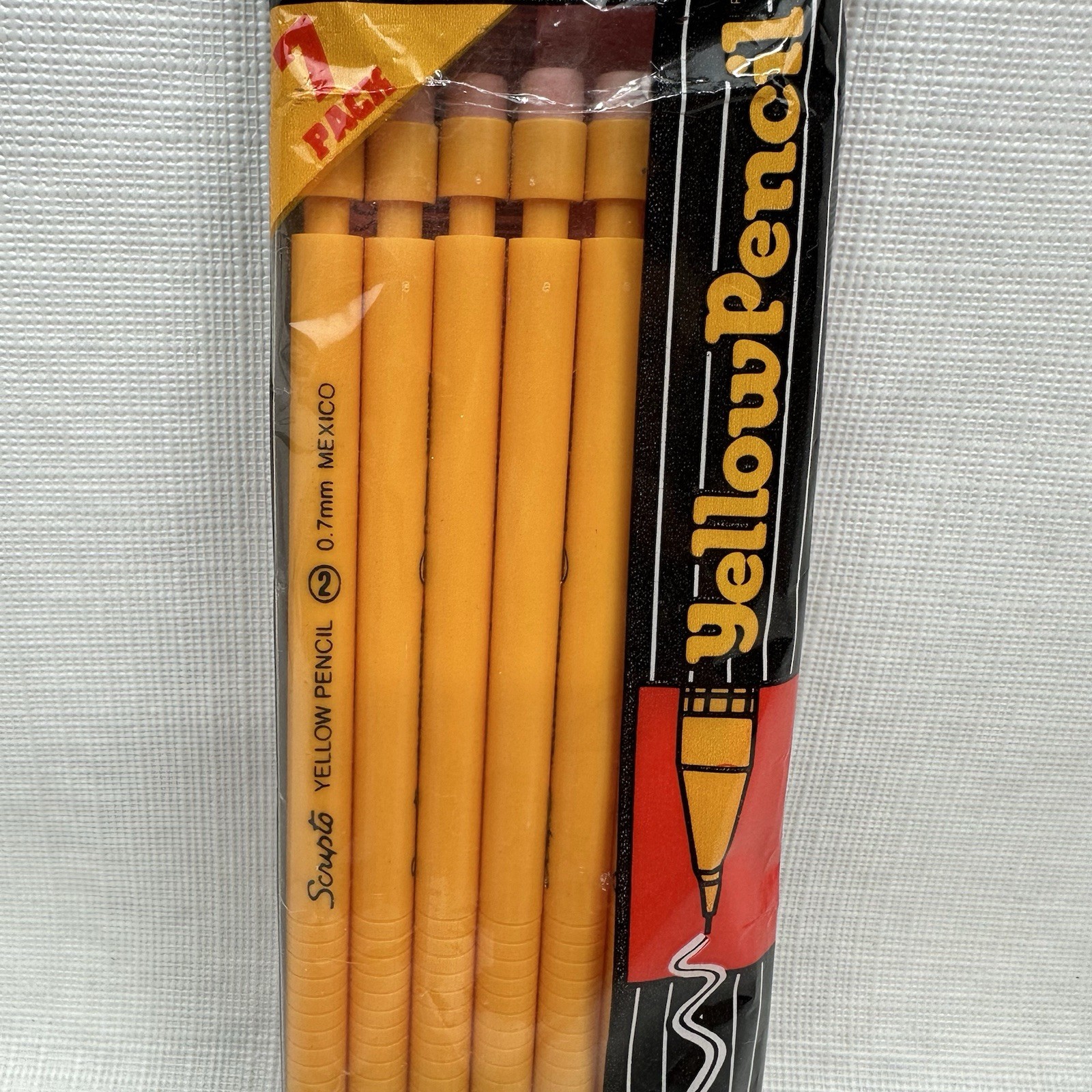 Vintage Scripto Yellow Pencil 7 Pack Number 2 0.7mm Mechanical (1991) New Sealed