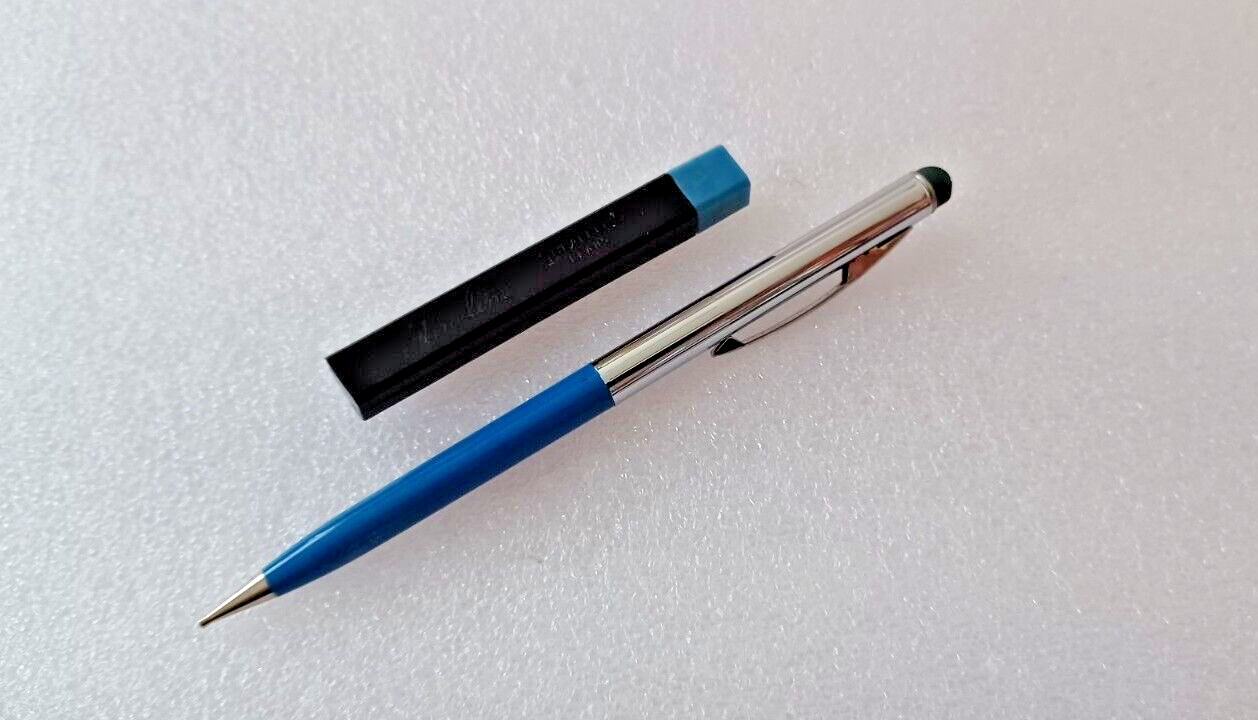 Vintage Slim Sheaffer Mechanical Pencil Blue Chrome Eraser Top + HB Lead 0.9?