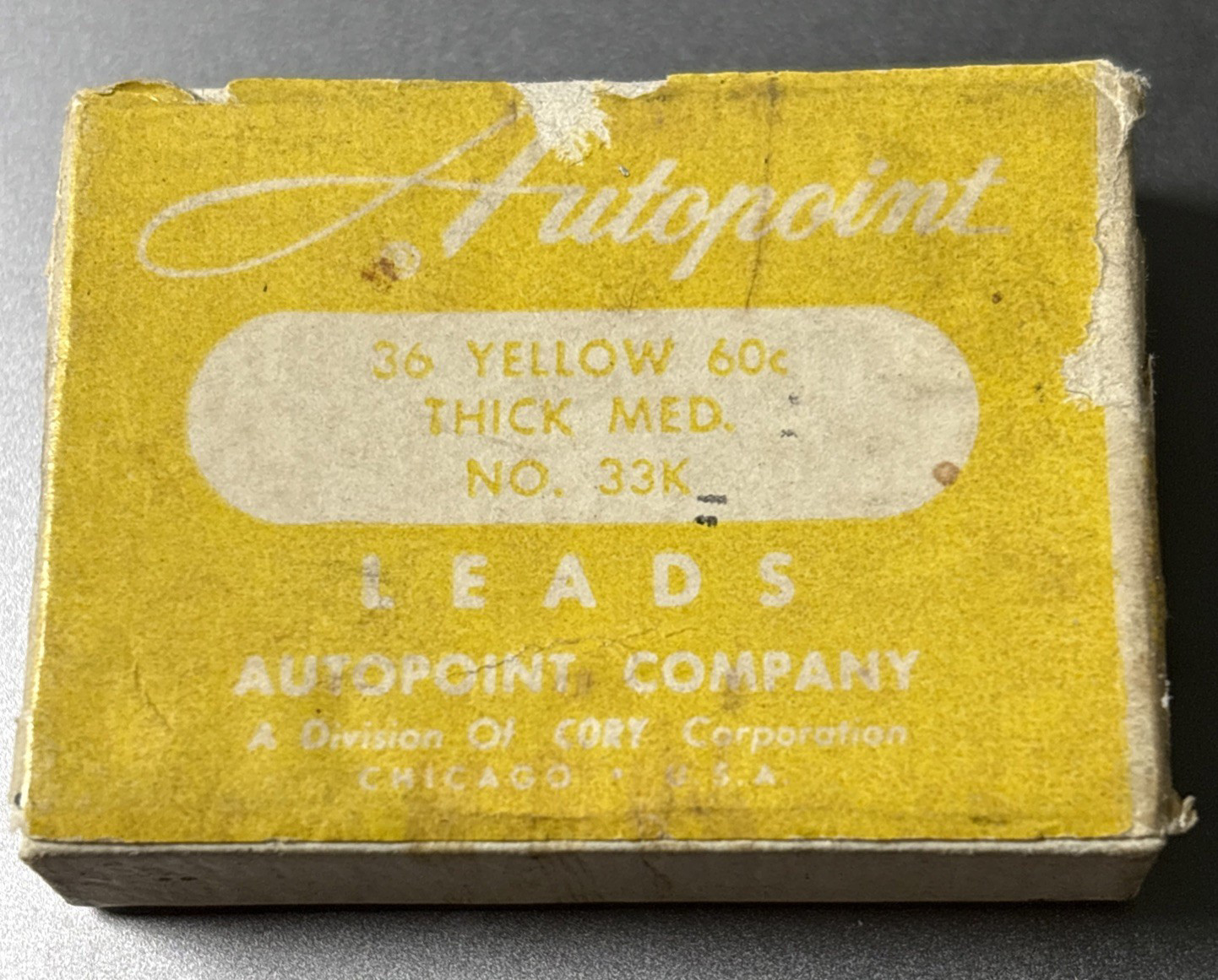 Vtg Box of Autopoint 36 No 33K Thick Med Yellow Leads Nr. 9054 A W Farber