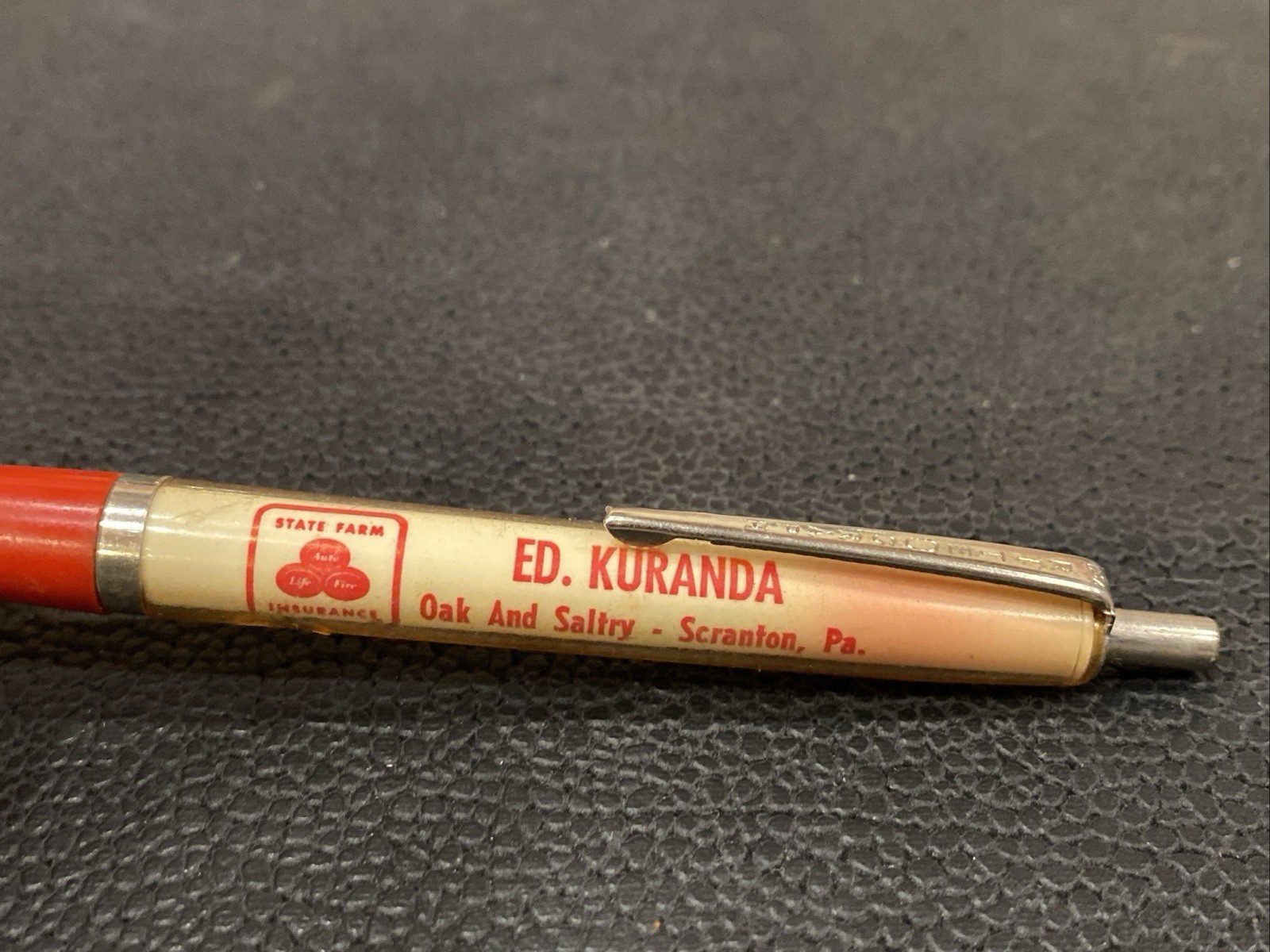 Vtg RITEOGRAPH PEN Advertising State Farm Insurance OAK & SALTRY SCRANTON PA