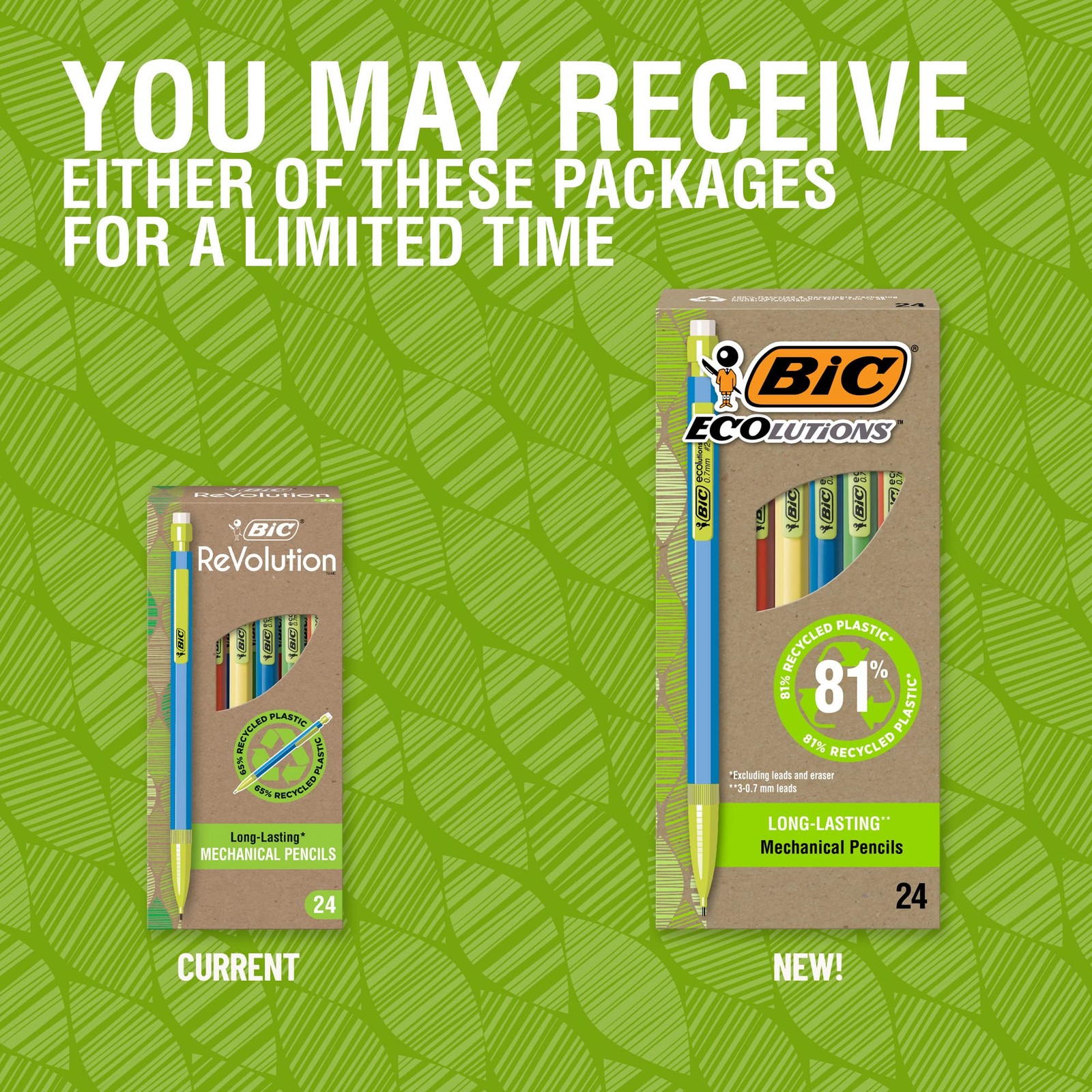 BIC Ecolutions Mechanical Pencils with Erasers, 24 Count (Pack of 1), Black