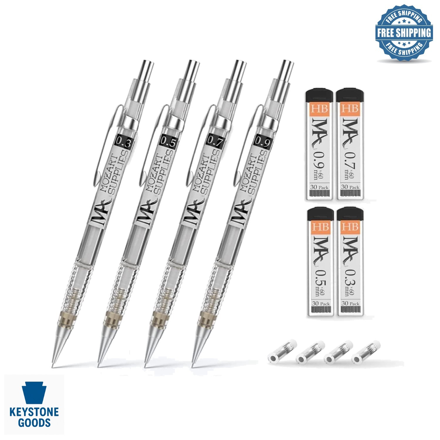MozArt 4-Size Mechanical Pencil Set with Case & Refills – Drafting & Drawing