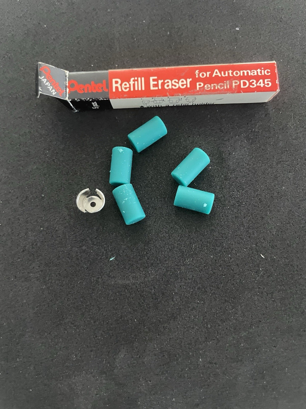 Pentel Refill Eraser For Automatic Pencil PD345 Vintage, box of 12, 5pcs/box
