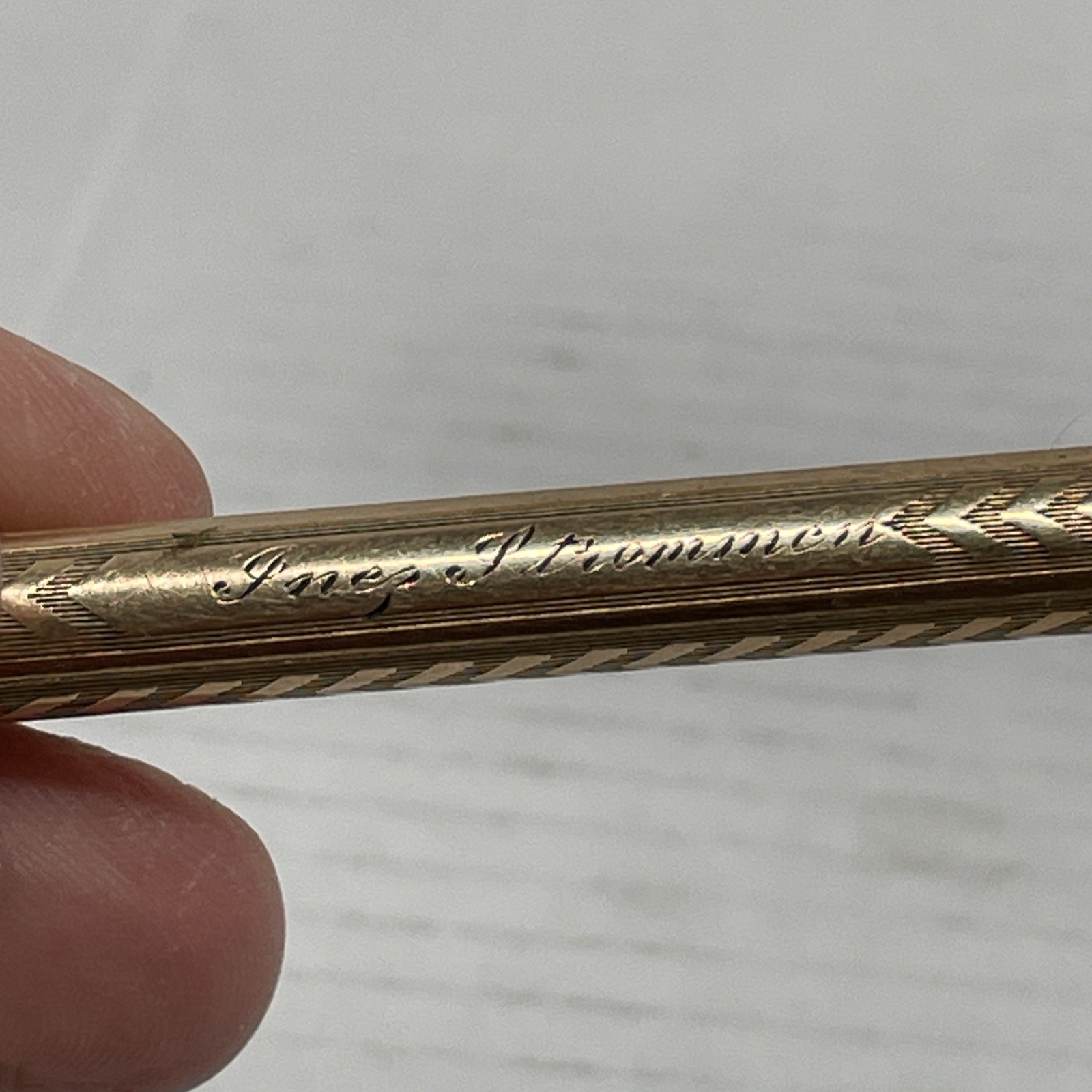 Wahl Eversharp Gold Filled Mechanical Pencil 1930 Herringbone Art Deco Inscribed