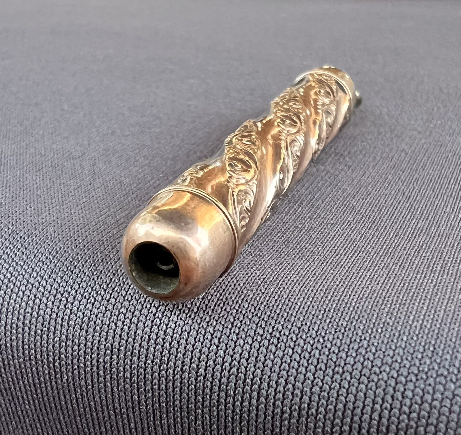 Victorian 10K Rose Gold Repoussé Pencil Fob Pendant – 12g Gross Weight – Estate