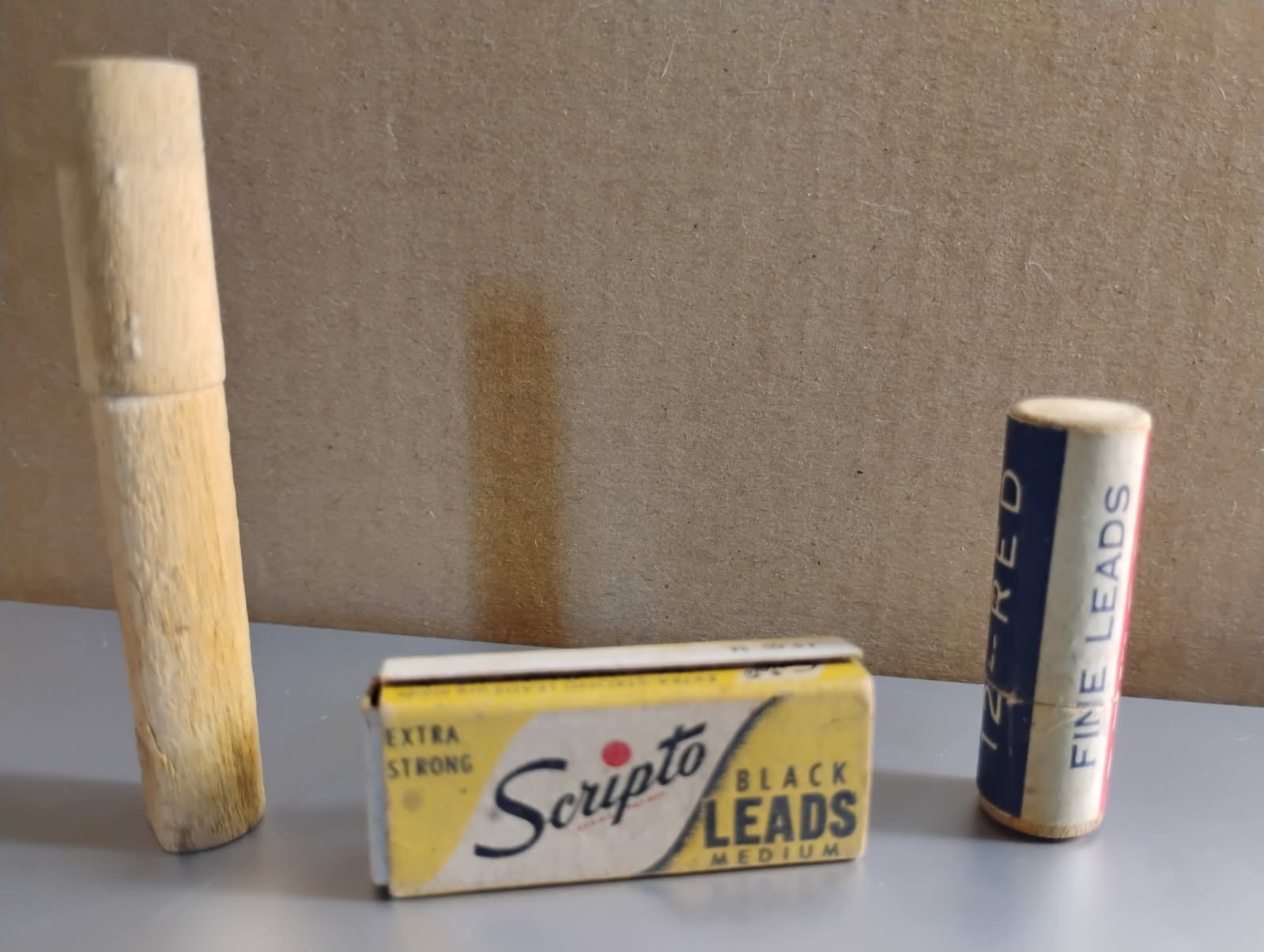 Vtg 1950s Stationery Ephemera 1951 Scripto E080 Wood Tray Onward Pencil Lead RED