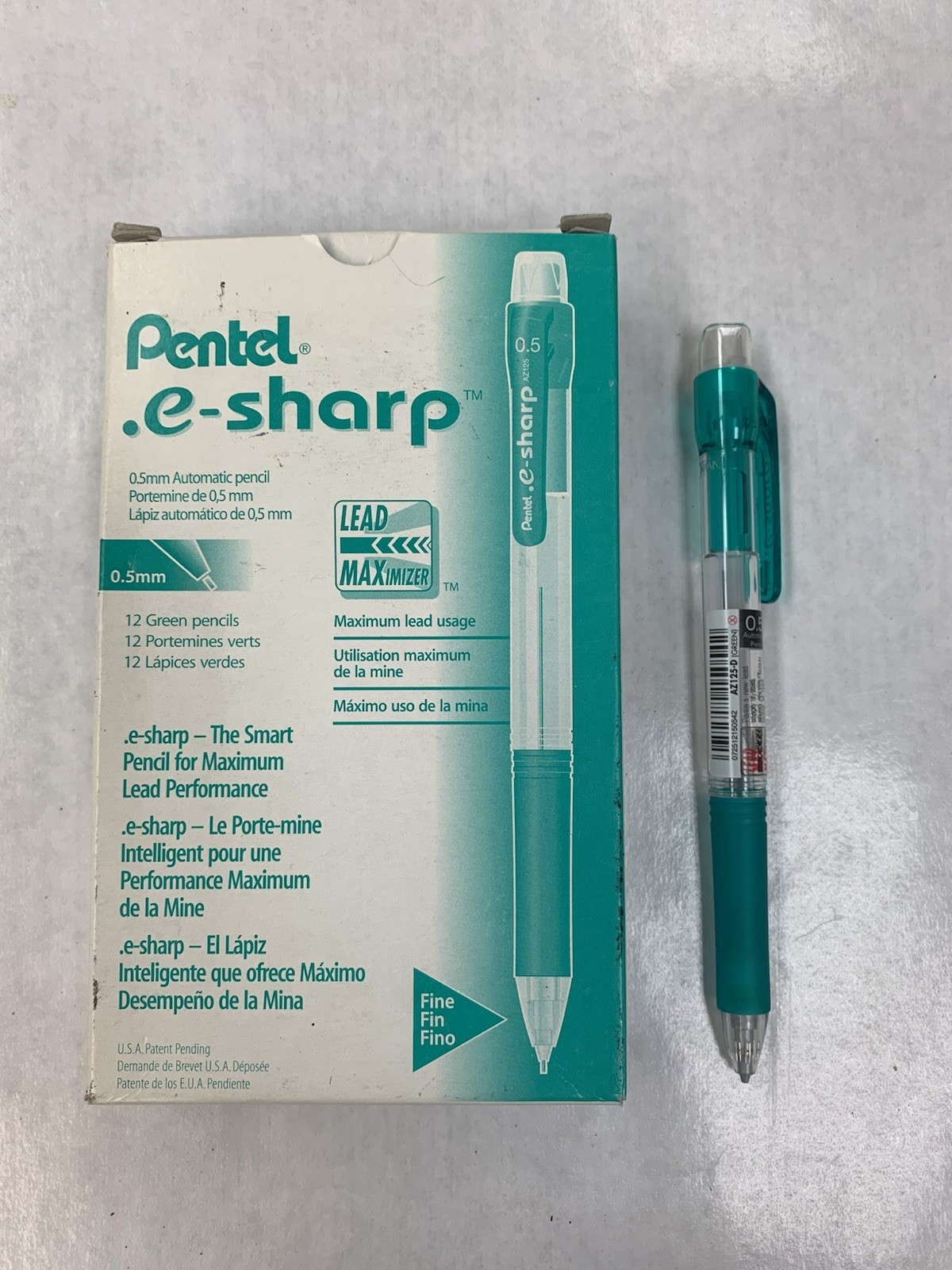 Pentel AZ125 E-Sharp 0.5mm Pencil Green — box of 12 AZ125-D