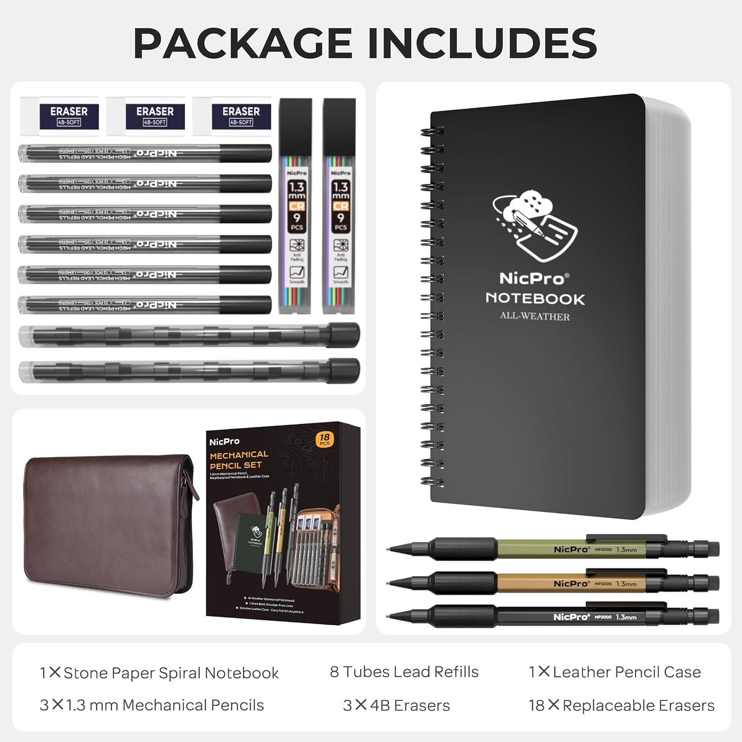 Outdoor Drafting Set with Waterproof Notebooks, 1.3mm Leads