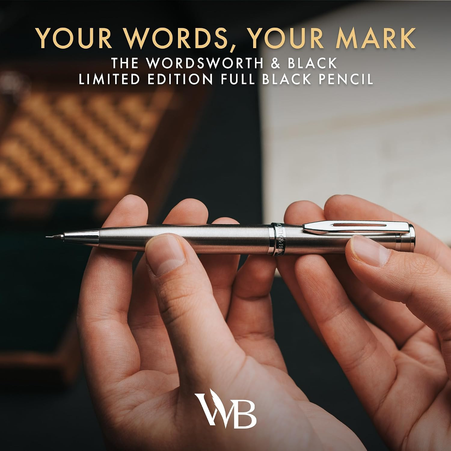 Wordsworth and Black Mechanical Pencil Graphite Lead- Stunning Luxury Metal Penc