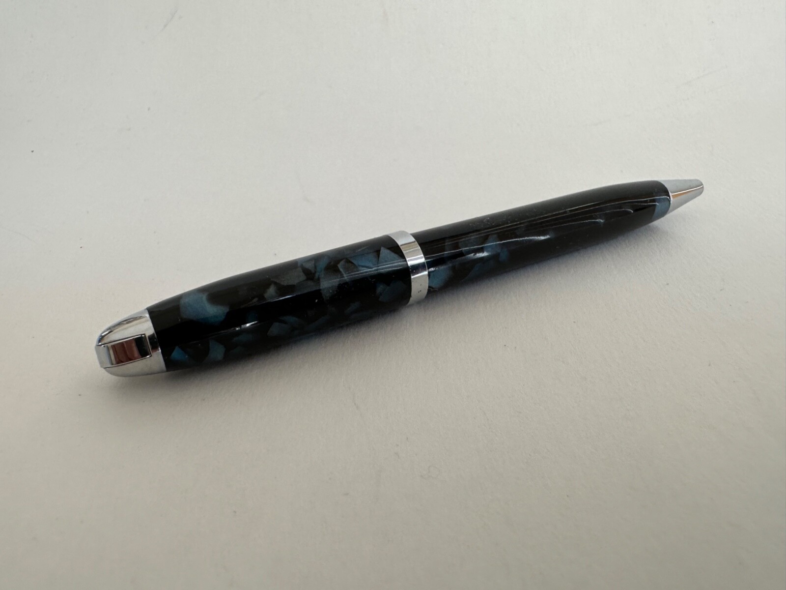 Vintage Art Deco Black & Blue Marble Celluloid Mechanical Pencil, Working