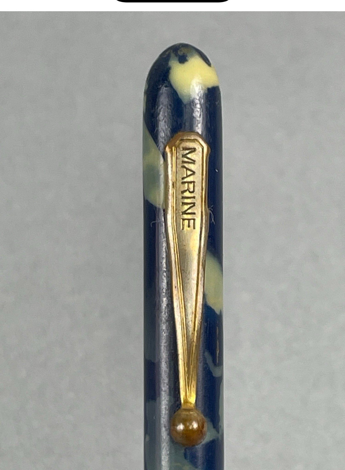 Vintage Marine Cream Brown Gold Trim Marbled Celluloid Mechanical Pencil