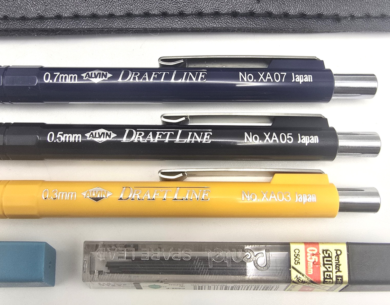 Vtg Alvin Draft Matic Mechanical Pencil Set XA03, XA05, XA07 w Case, Lead, Japan